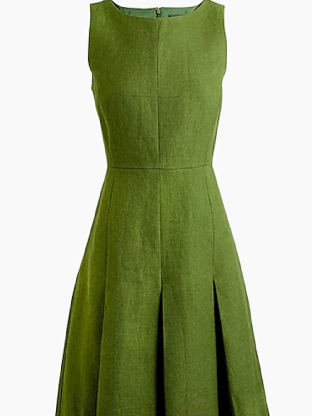 J. Crew Olive Green Sleeveless Fit-and-Flare Dress